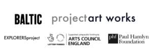 Logos of Baltic, Project Art Works, Explorers, Arts Council England and Paul Hamlin Foundation