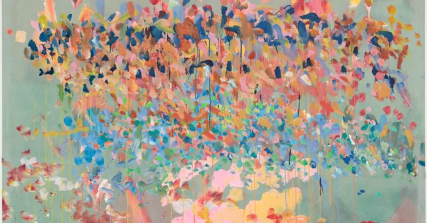 An abstract painting on a large canvas by Gemma.